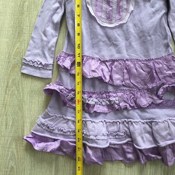 Naartjie Kids Girls Ruffle Layered Long Sleeve Dress Tunic Sz 4 Purple - Picture 5 of 7